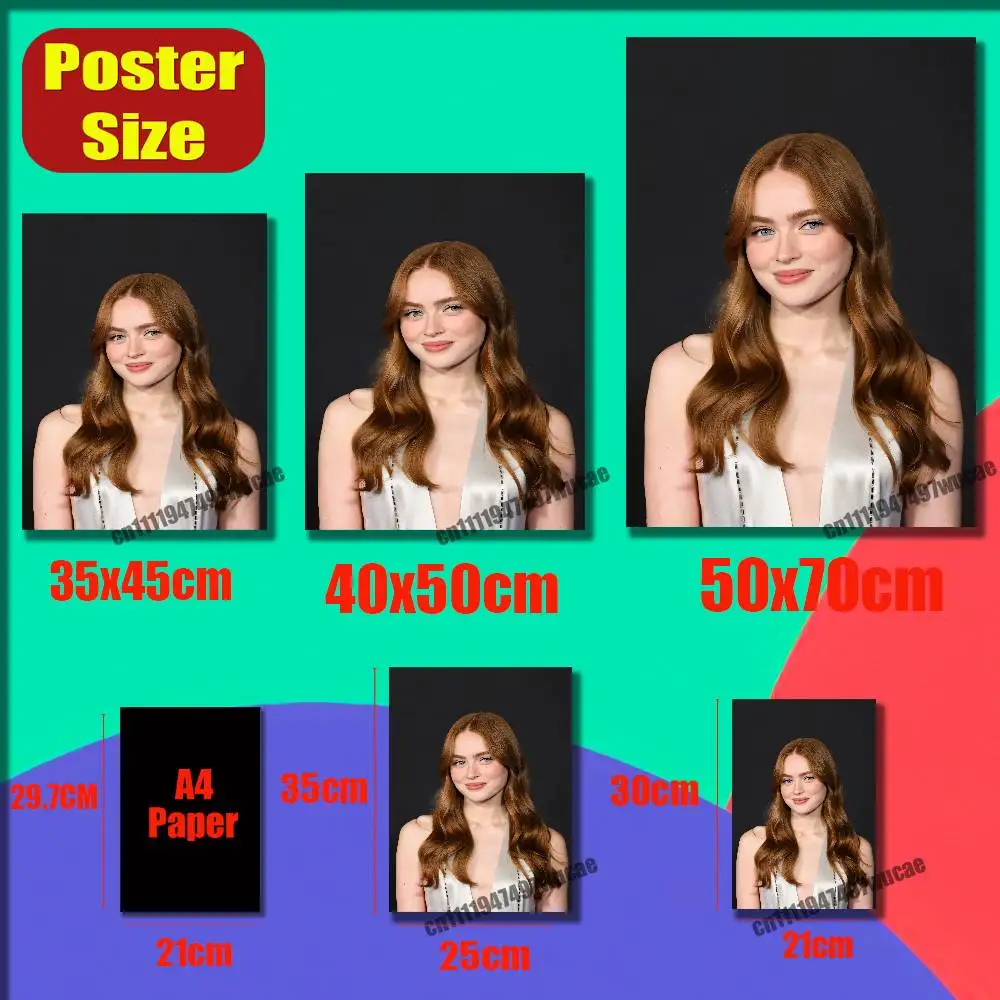 For Sadie Sink Poster Cover Wall Sticker Bedroom Custom Self-adhesive Decoration Fans Playbill