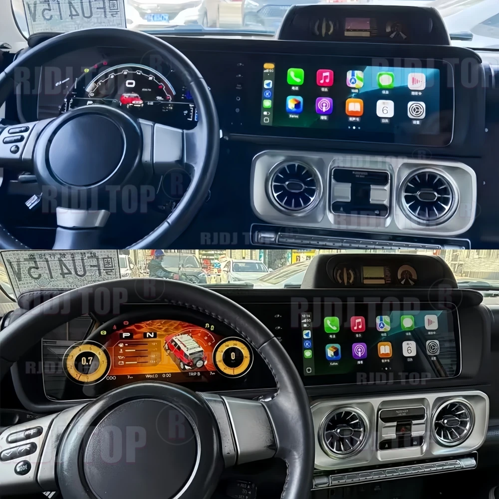 For Toyota FJ Cruiser 2007-2022 Android Dual Screen Car Radio + Digital Cluster Stereo Carplay Multimedia Player GPS Head Unit