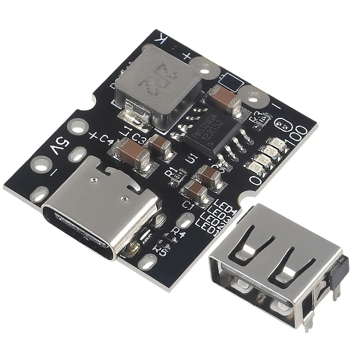 1-3PCS Type-C USB Boost Converter 5V 2A Step-Up Power Module Lithium Battery Charging Protection Board USB Charger LED Display