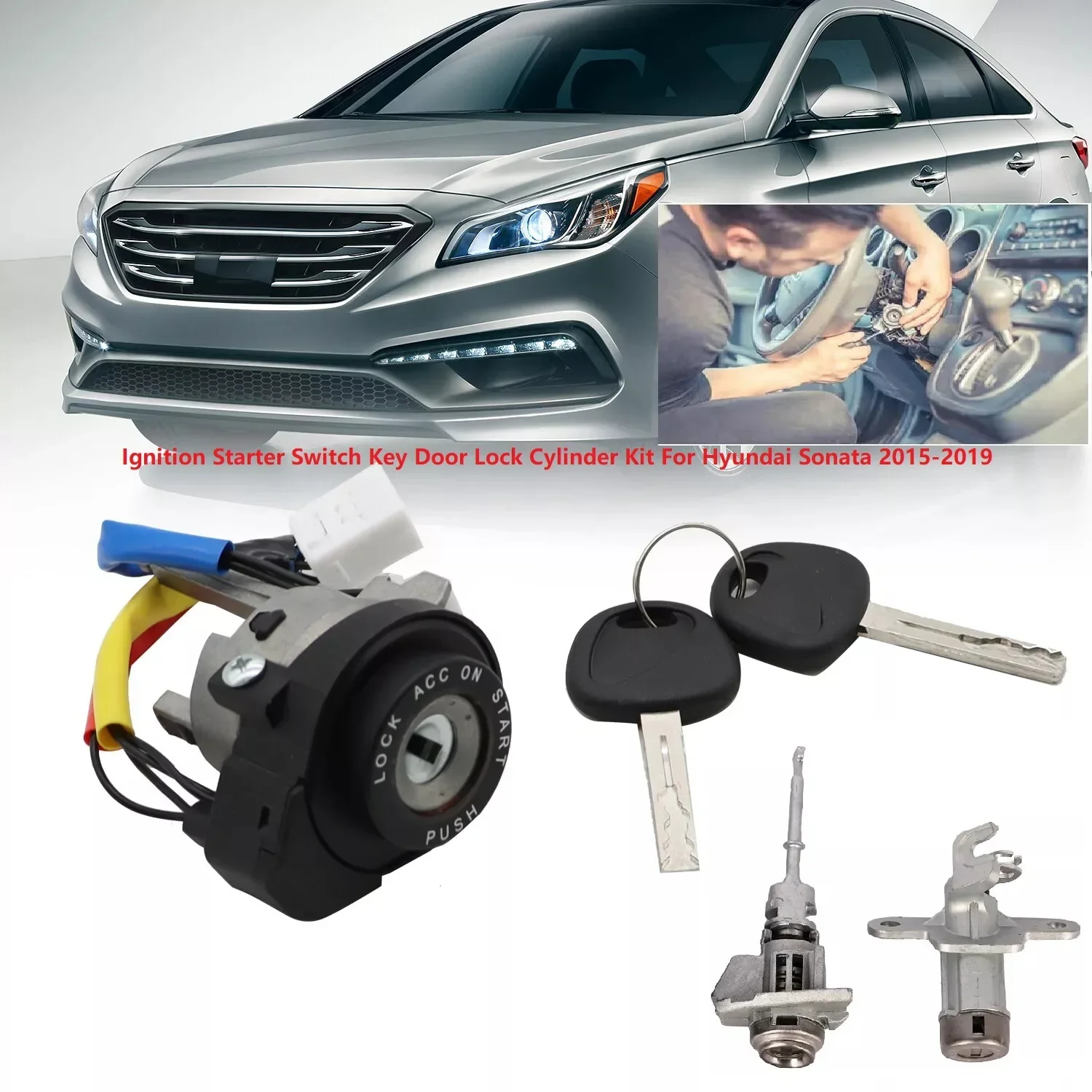 Car Full Set Door Lock Cylinder Ignition Switch 81900-C1B00 For Hyundai Sonata 2015-2019 Cylinder & Key 81900C1B00