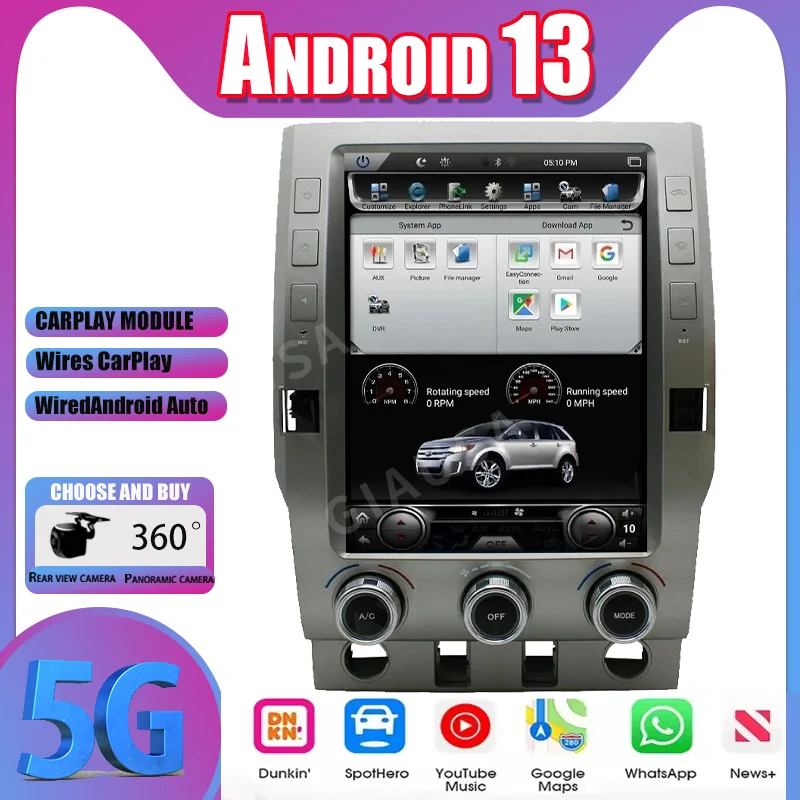 

12.1" Android 13 Car Radio GPS Navigation For Toyota Tundra 2014-2020 Multimedia DVD Player Auto Stereo CarPlay Screen Host DSP