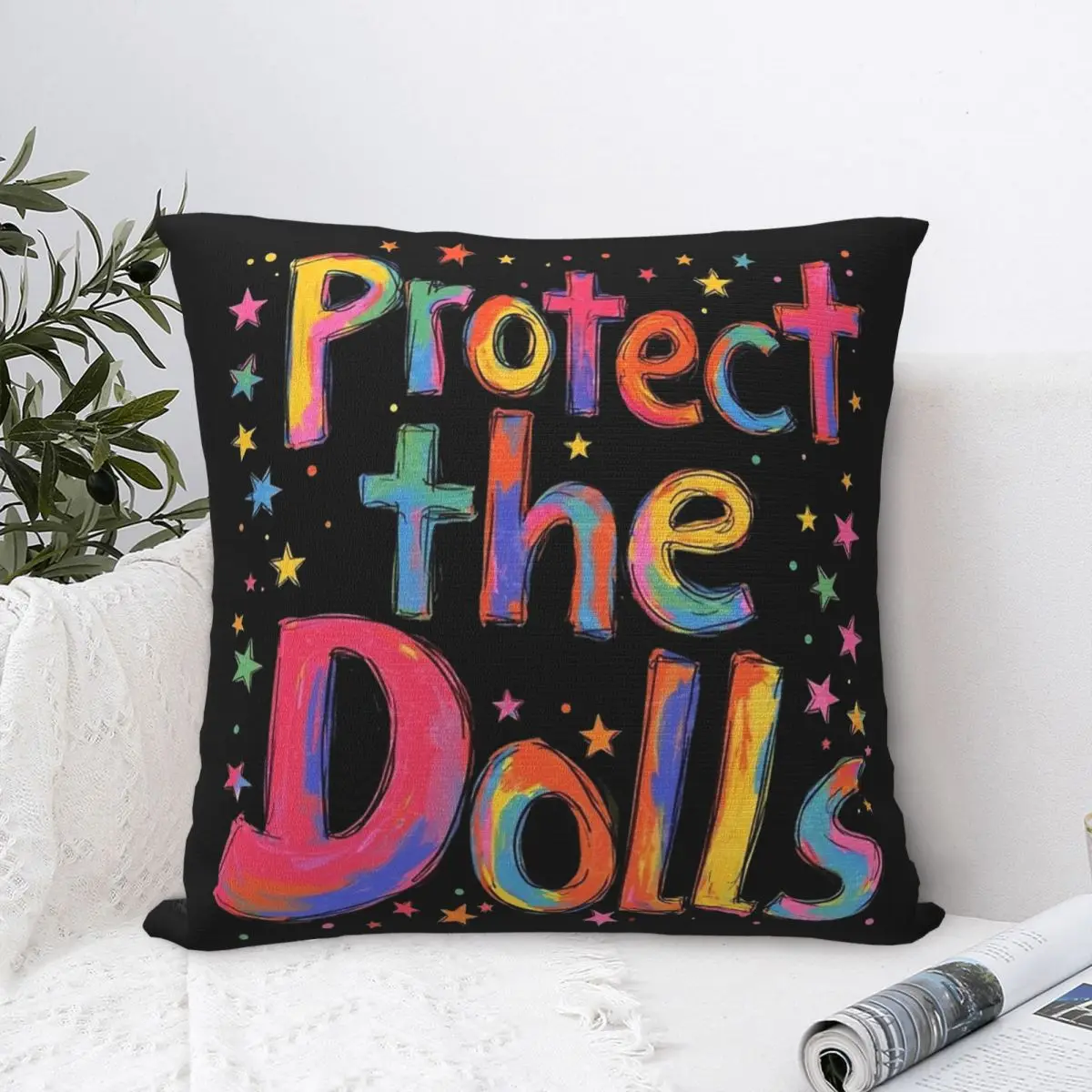 Protect The Dolls Pillowcase Polyester Cushion Cover Decor Pillow Case Cover Seater Zippered 18'