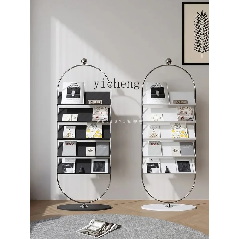 ZW-17  Bookshelf Newspaper Picture Book Display Rack Reading Stainless Steel Magazine Floor Display Rack