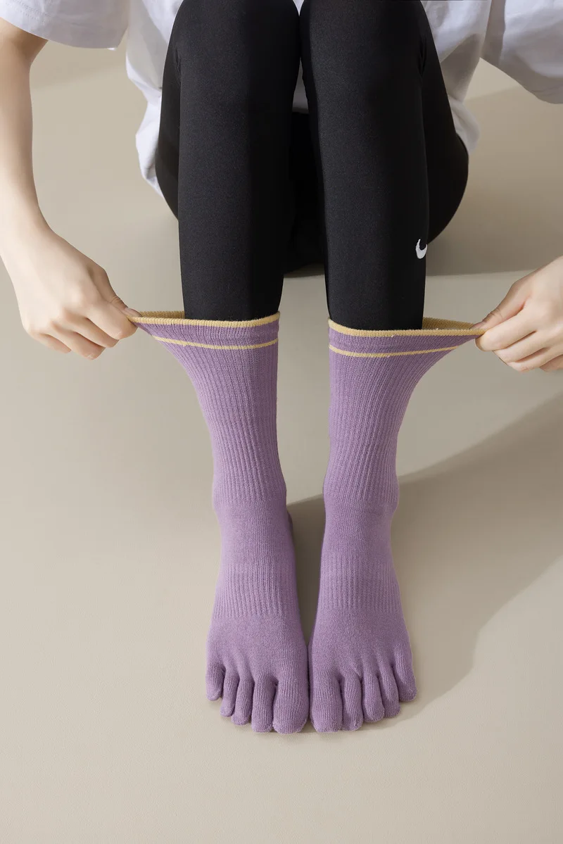 1 Paar Damen Fünf-Zehen-Silikon-Antirutsch-Yoga-Socken Weiche Atmungsaktive Ballett-Tanz-Damen-Fitness-Sport-Antirutsch-Pilates-Socken – Detail 12