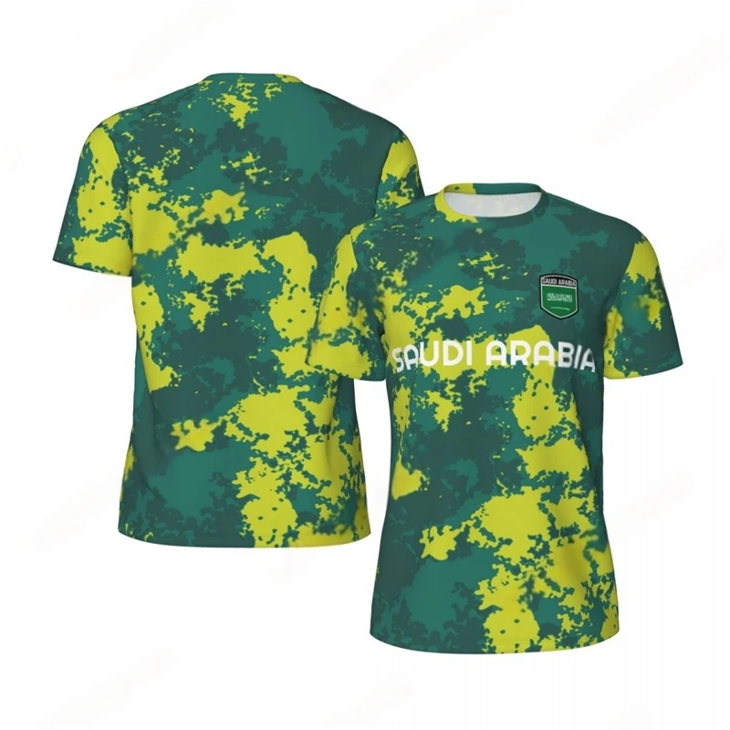 Saudi Arabia Flag Graphic Football T Shirts For FamilyMatchingSummer National Emblem Printed T-shirt Loose Quick Dry Tees
