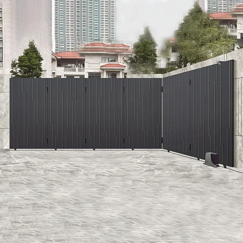 High quality automatic sliding fence driveway modern aluminum steering door