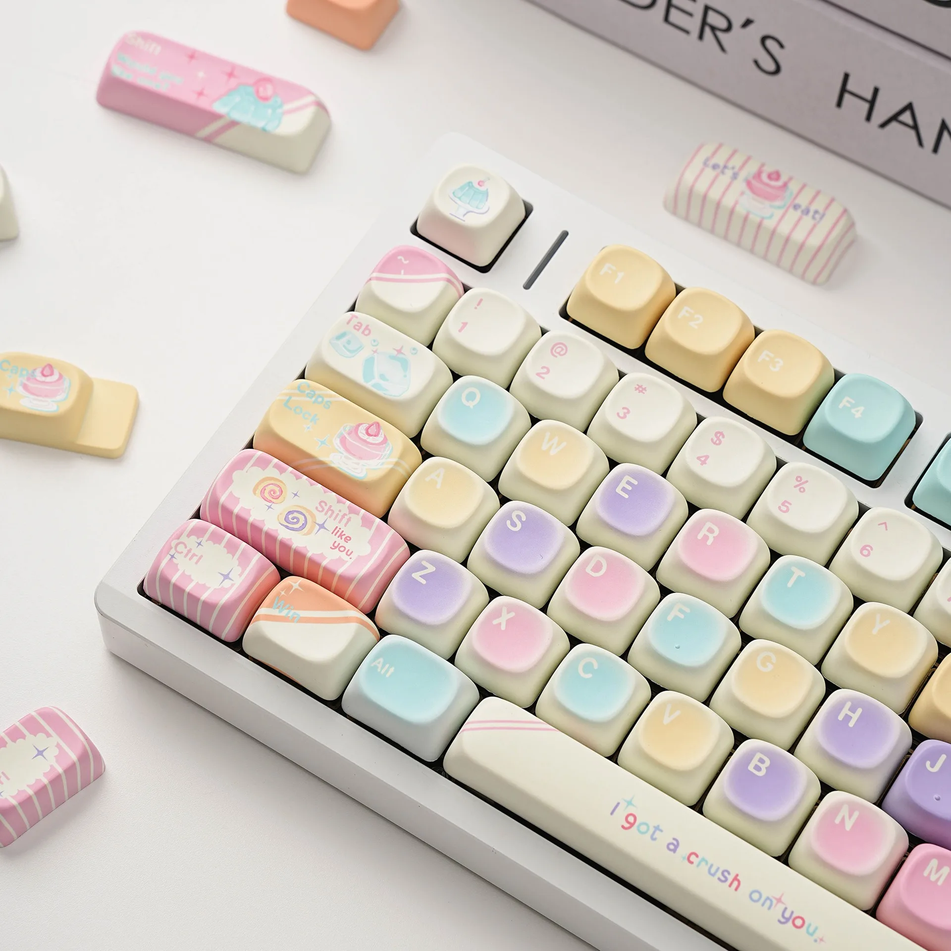 Jelly Mechanical Keyboard Keycaps Spanish French Russian German Abnt2 Japanese Korean UK Arabic MOA Profile PBT Keycap 7U ISO view 4