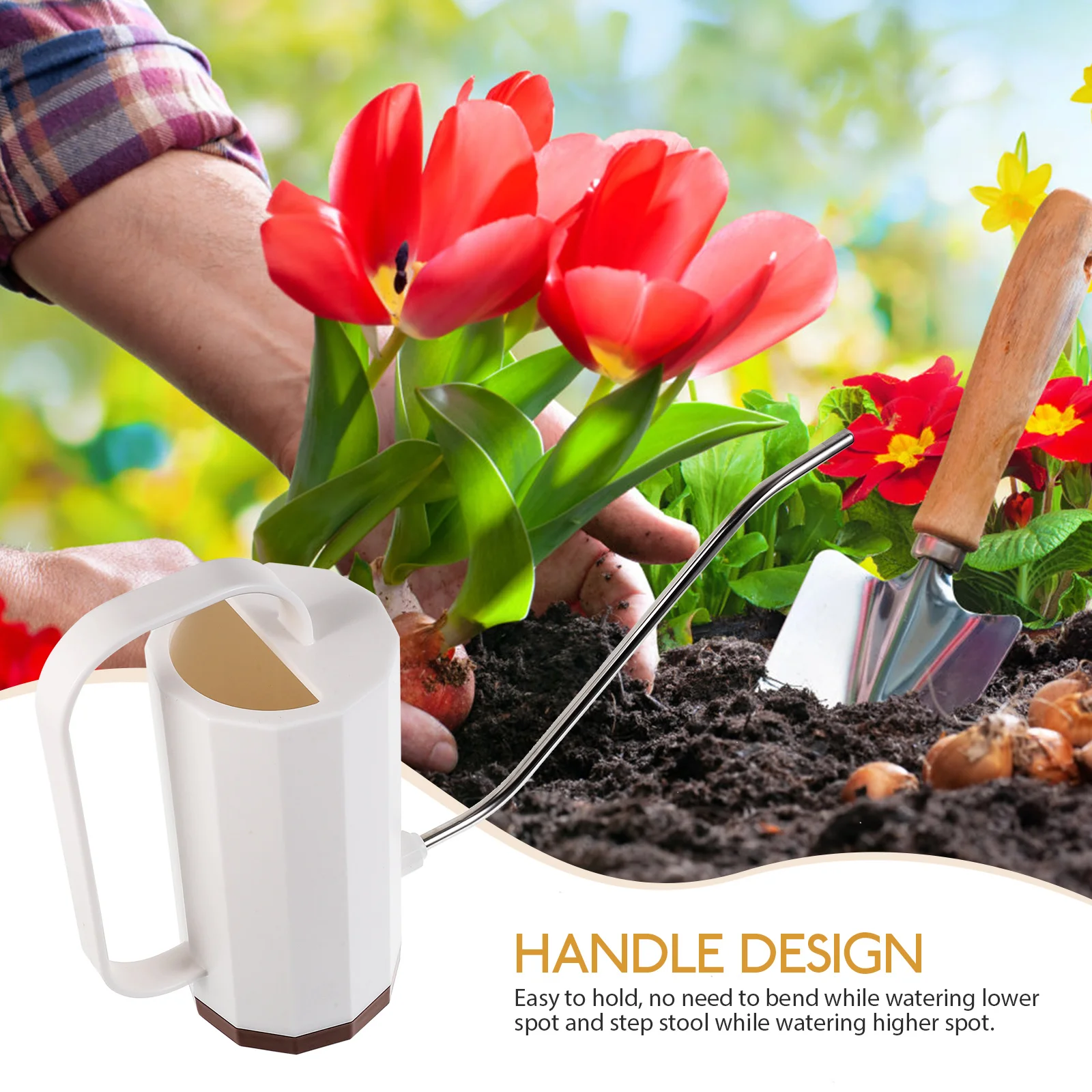 

1200Ml S-Shape Long Mouth Watering Can Plastic Portable Gardening Tool For Indoor Outdoor Plants Large Opening Creative Handle