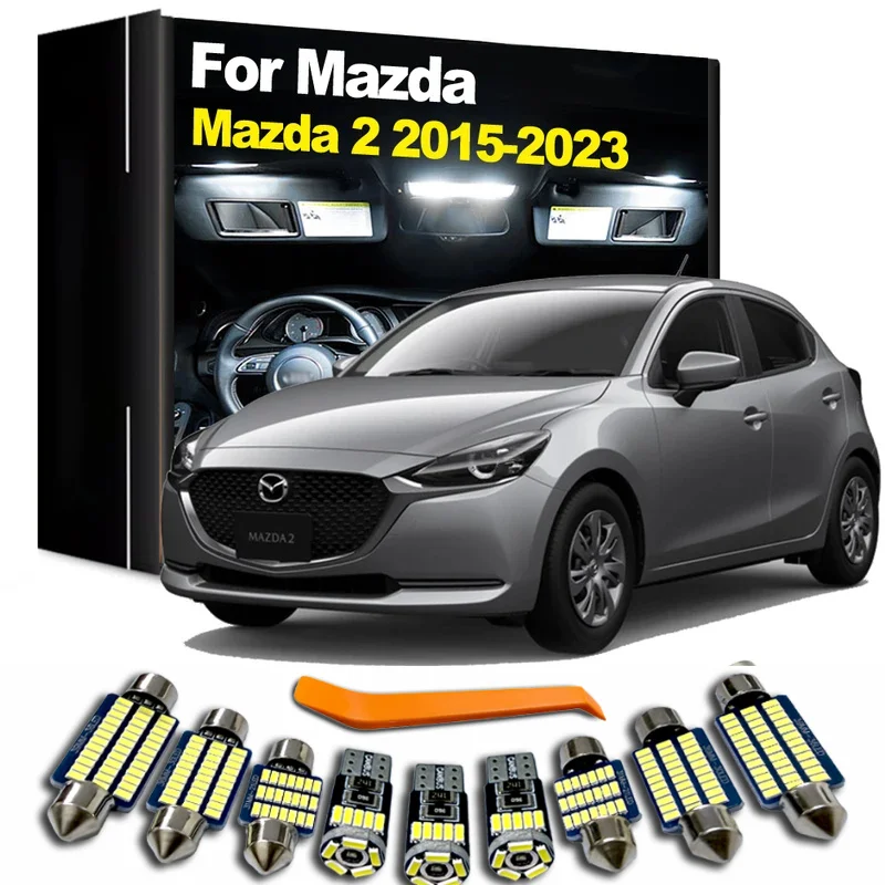 8Pcs For Mazda 2 Mazda2 2015 2016 2017 2018 2019 2020 2021 2022 2023 2024 Canbus LED Interior Bulb License Plate Light Kit