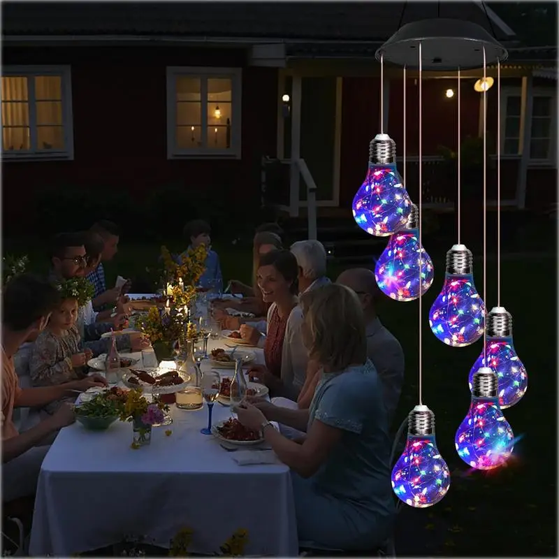 Solar Wind Chime Lights Outdoor Decoration Mobile Light Wishing Bottle Shape Changing Color Lights Seven Color LED Wind