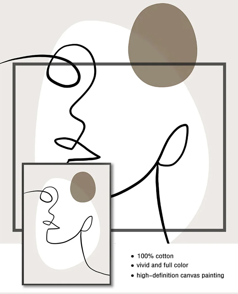الملصقات مجردة الحد الأدنى الرسم على لوحات القماش الجدارية خط الجسم الوجه الفن يطبع الشمال جدار صور لغرفة المعيشة الديكور #6