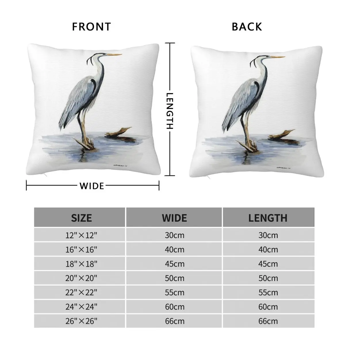 Great Blue Heron Square Pillowcase Polyester Linen Velvet Printed Zip Decorative Sofa Seater Cushion Cover 18