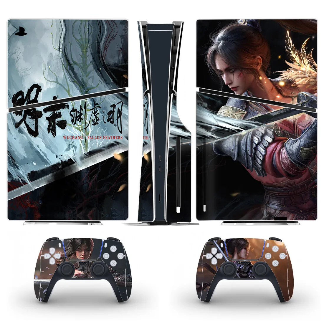 ملصق جلدي رفيع من Wuchang Fallen Feathers PS5 لوحدة التحكم و2 وحدات تحكم من الفينيل PS5 جلود القرص النحيفة