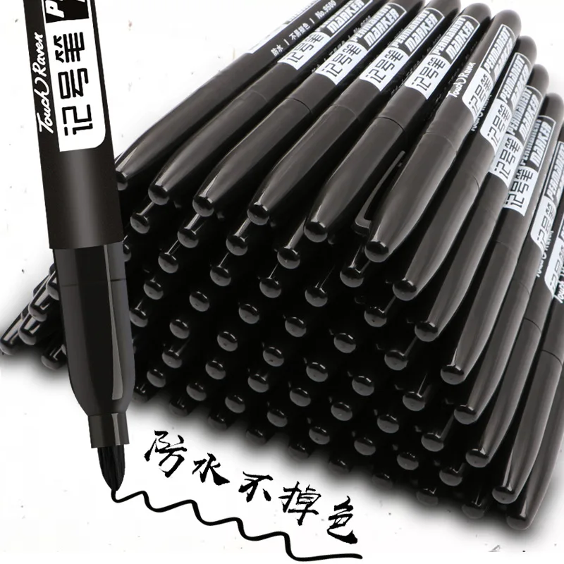 10pcs Permanent Marker Pens Oil Based Ink Waterproof Fade Resistant Fine Tip for Glass Wood Metal Leather Fabric Label