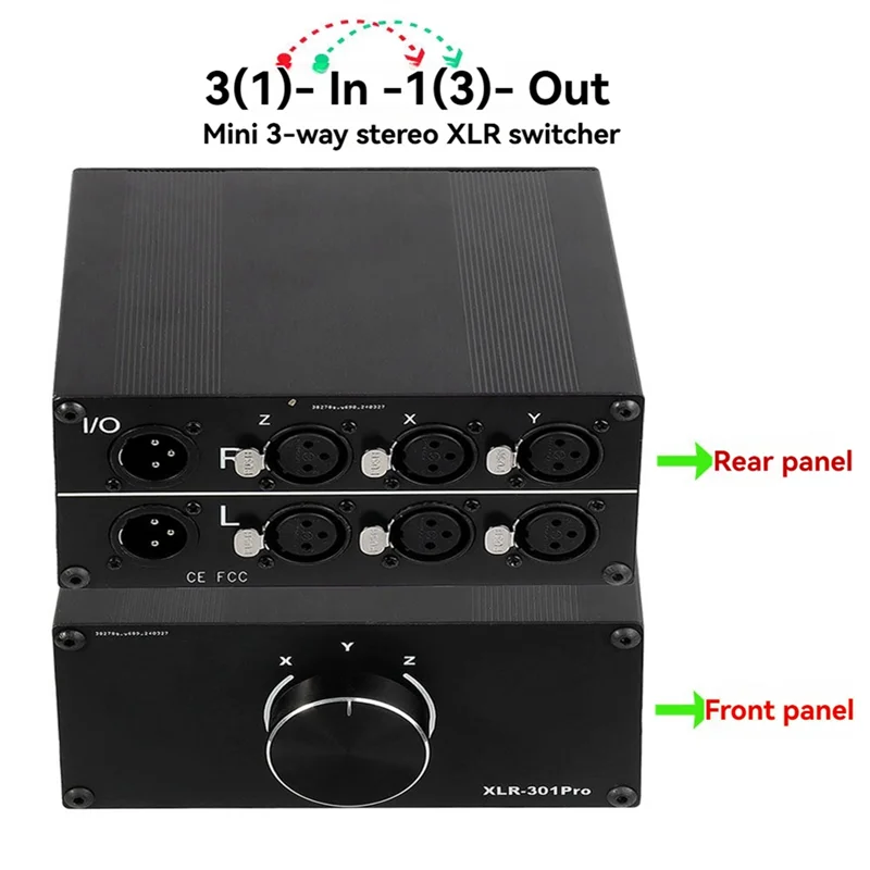 

【NEW】3-Way Stereo XLR Passive Audio Signal Switcher Selection Switch Balanced 3 In 1 Out Audio Selector Audio Select Switcher