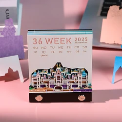 Hot Sale 2025 Calendar Omoshiroi Block 3D Memo Pad Fairy Castle Earth Sakura Tree House Notepad Gift For Birthday Christmas