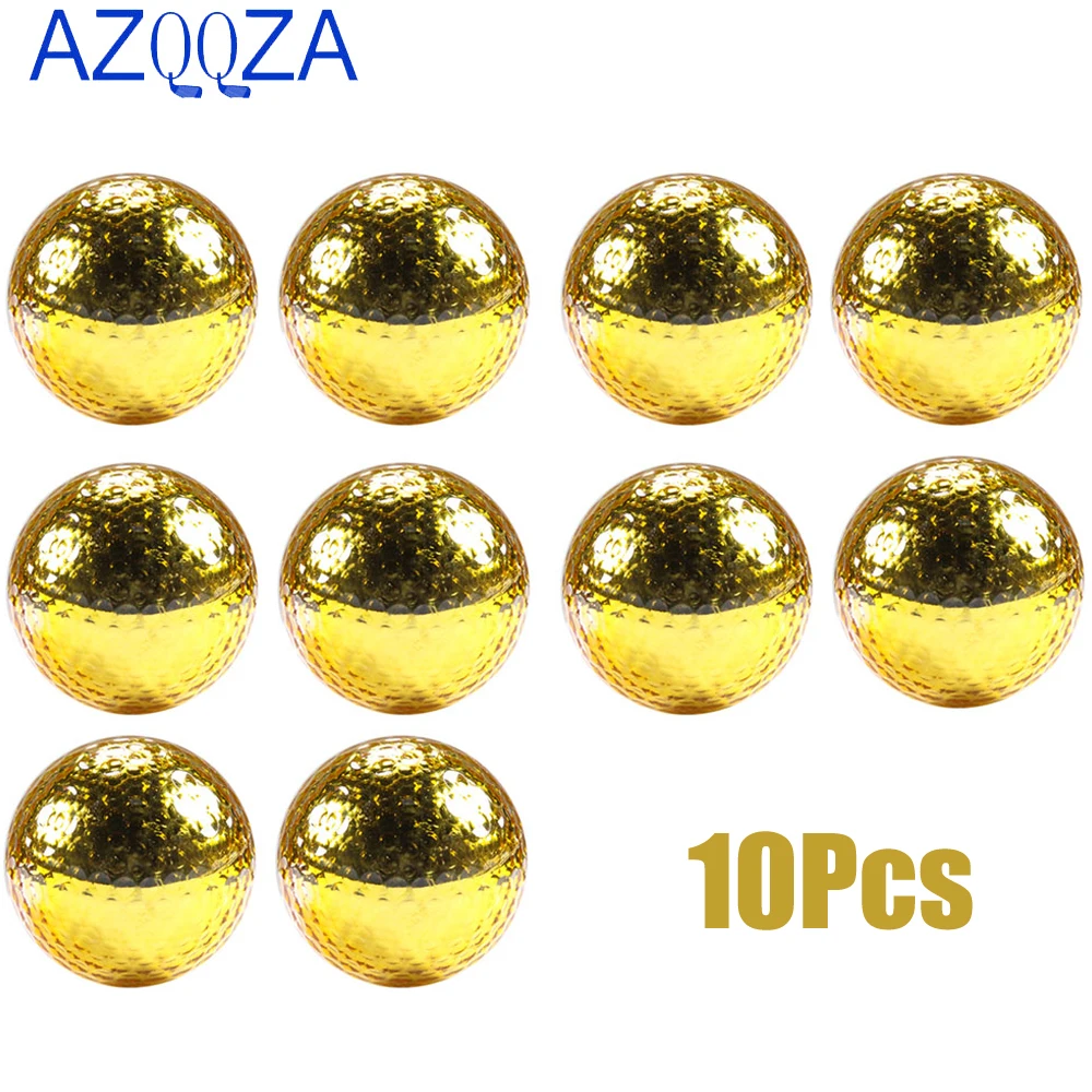 

10Pcs Dia 42.7mm Gold Plating Double Golf Ball,Golden Golf Ball Golf Accessory for Golfers Lovers Beginners Golf Practicing