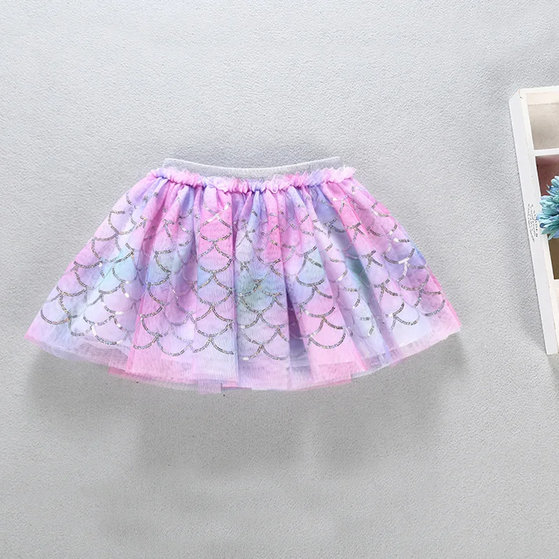 2024 Summer Lavender Mesh Baby Girl Skirt Clothing Princess 2-8 Years Kids Girls Mermaid Tutu Skirt