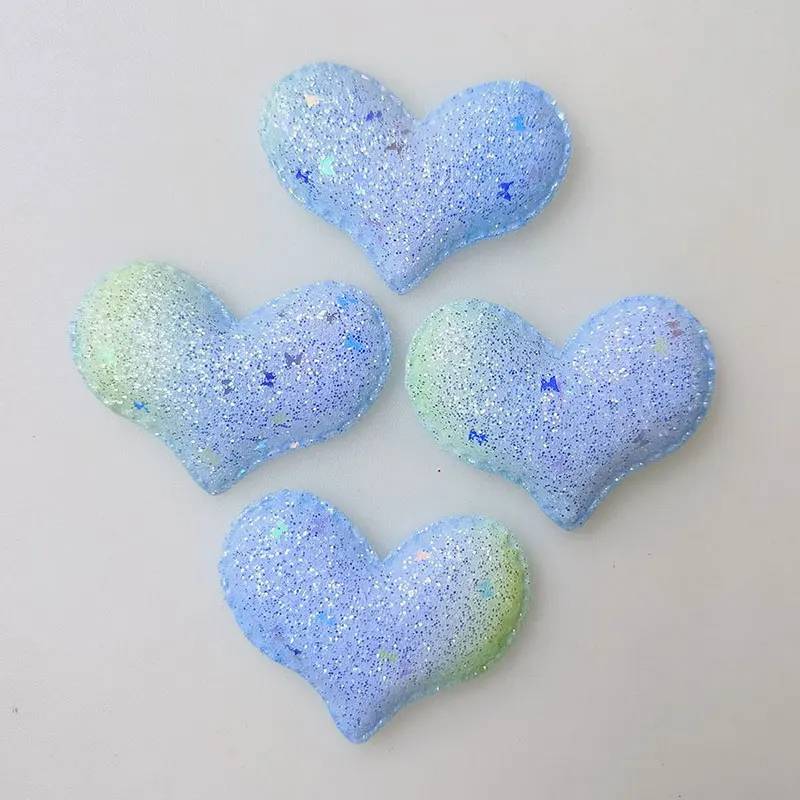 30 Stück glitzernde, farbverlaufende Herz-Applikationen zum Aufnähen für DIY-Haarspangen, Accessoires für Kinder, Schachteln und Taschen, Aufnäher – Detail 3