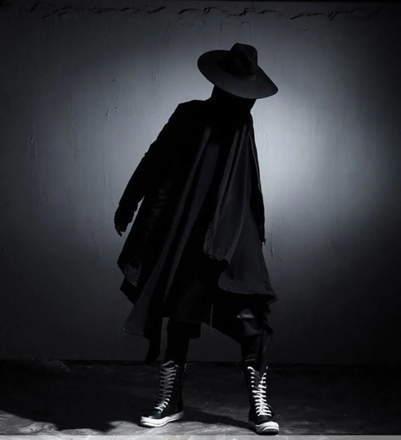 

Free Shipping Casual Large Size Hooded Men's Personality Robe Dark Wizard Hat Cloak Long Cardigan Windbreaker Coat Shawl Robe