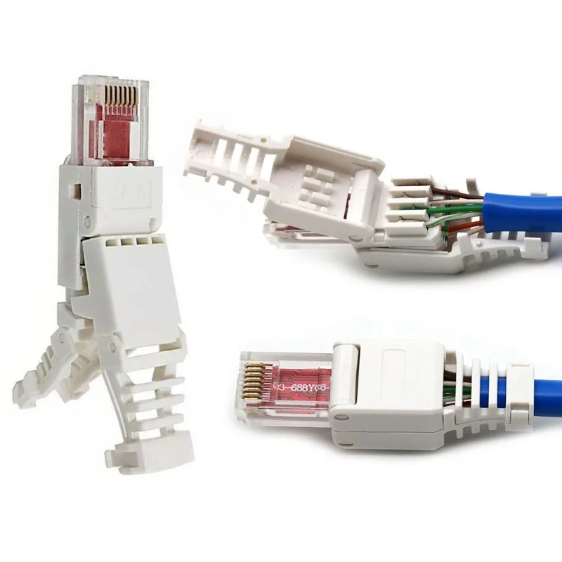 Multiple RJ45 Tool-less CAT6 Unshielded Crystal Head Plug Pressure Free UTP Network Connectors Ethernet Hardware Cable No Crimp