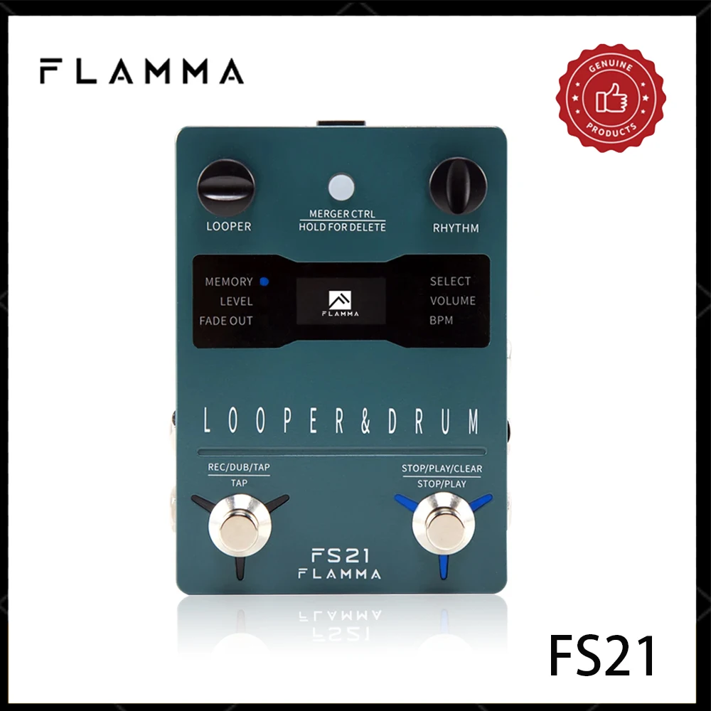 FLAMMA FS21 Drum Machine Looper Guitar Effcts Pedal 160 Minutes Looper 100 Drum Grooves Support Software Editing with LED Screen