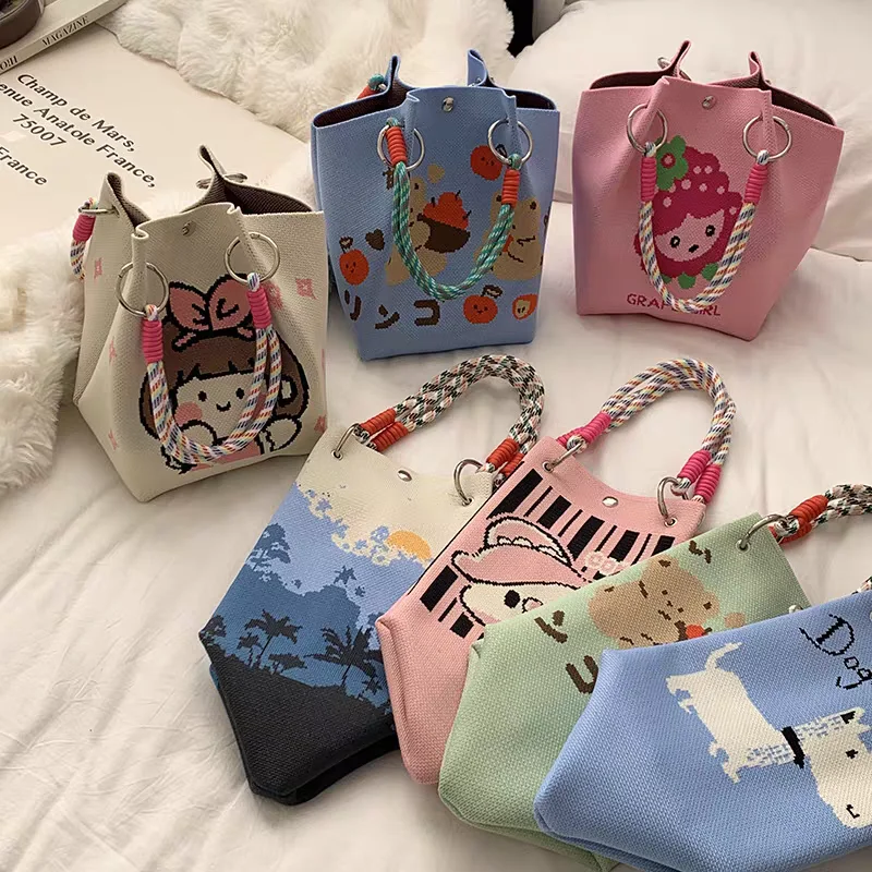 

New Korean Sle Knitted Handbag Large Capaci Tote Bag for Work And Commuting Portable Casual Use Women's Handbag