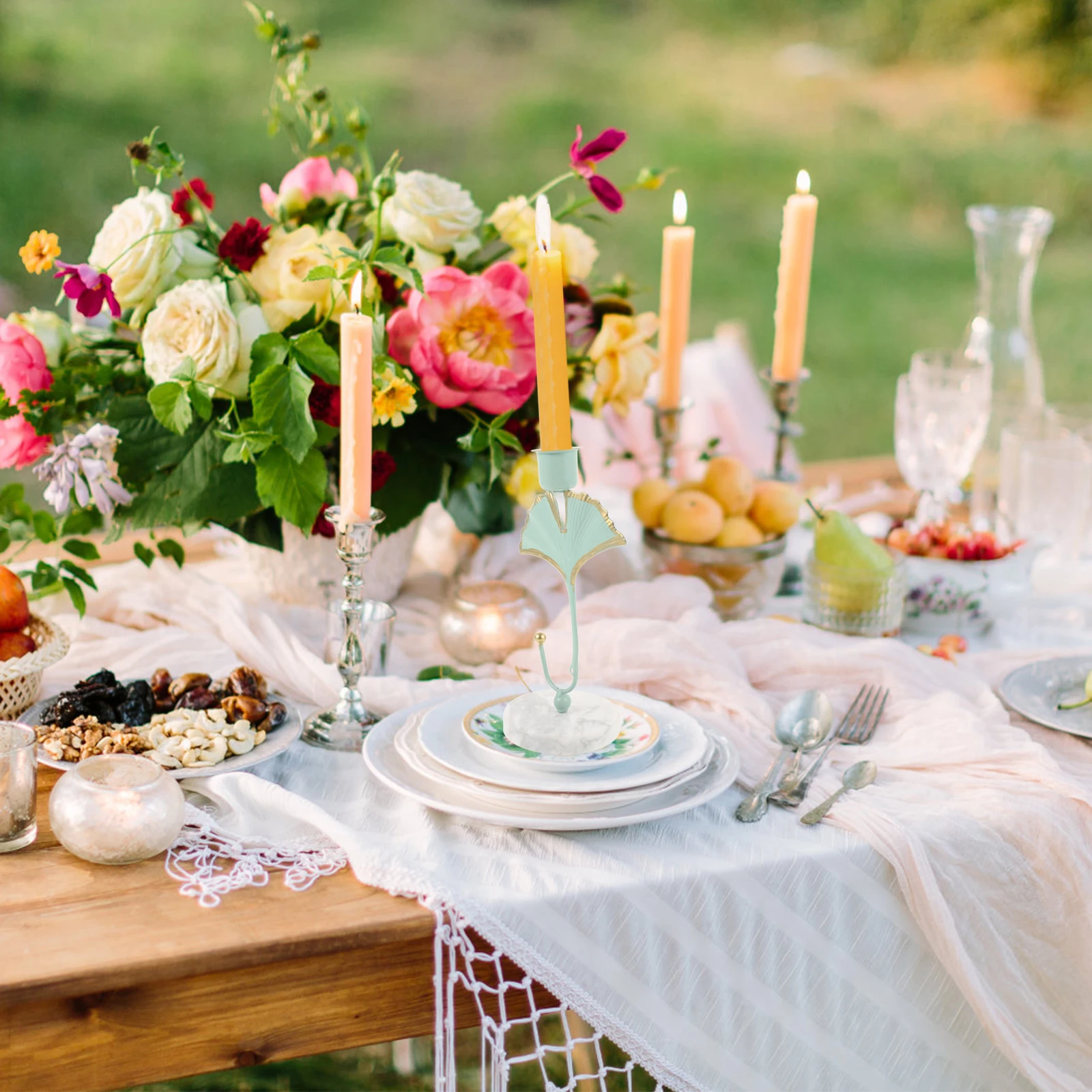 

C Wedding C Holders Decorative Iron St Marble Base for Romantic Elegant Atmosphere Wedding Banquet Centerpiece