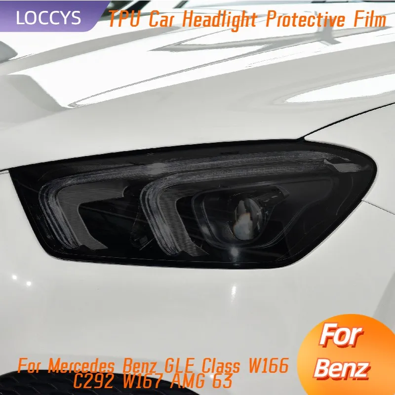 

For Mercedes Benz GLE Class W166 C292 W167 AMG 63 Car Headlight Protection Tint Film Smoke Black Transparent TPU Sticker