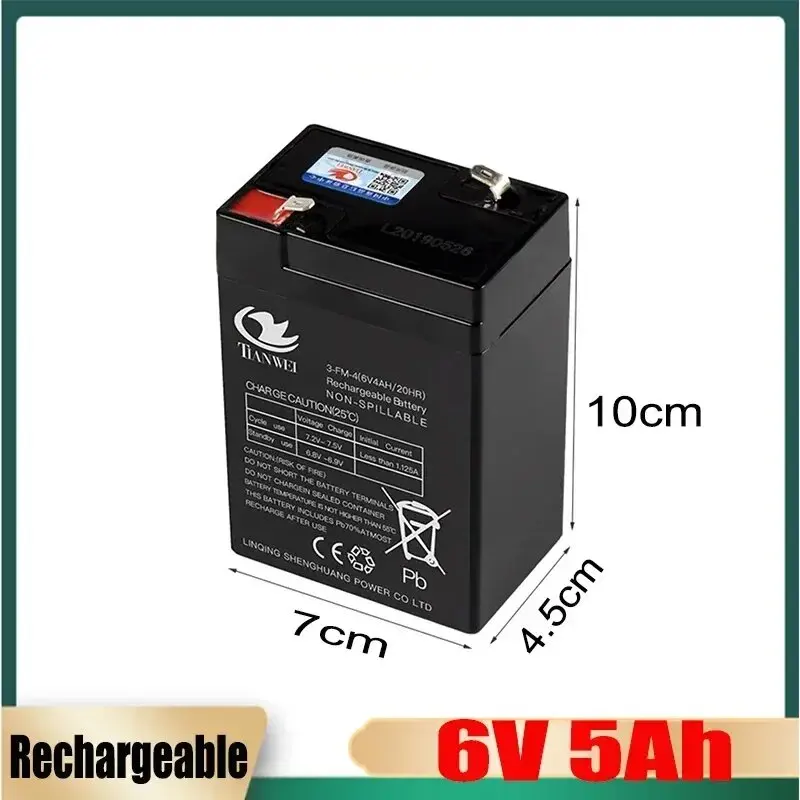 New 6V 5000mAh Lead Acid Battery for Children's Electric Cars, Toys, Cars, Motorcycles, Baby Strollers Battery Batteries
