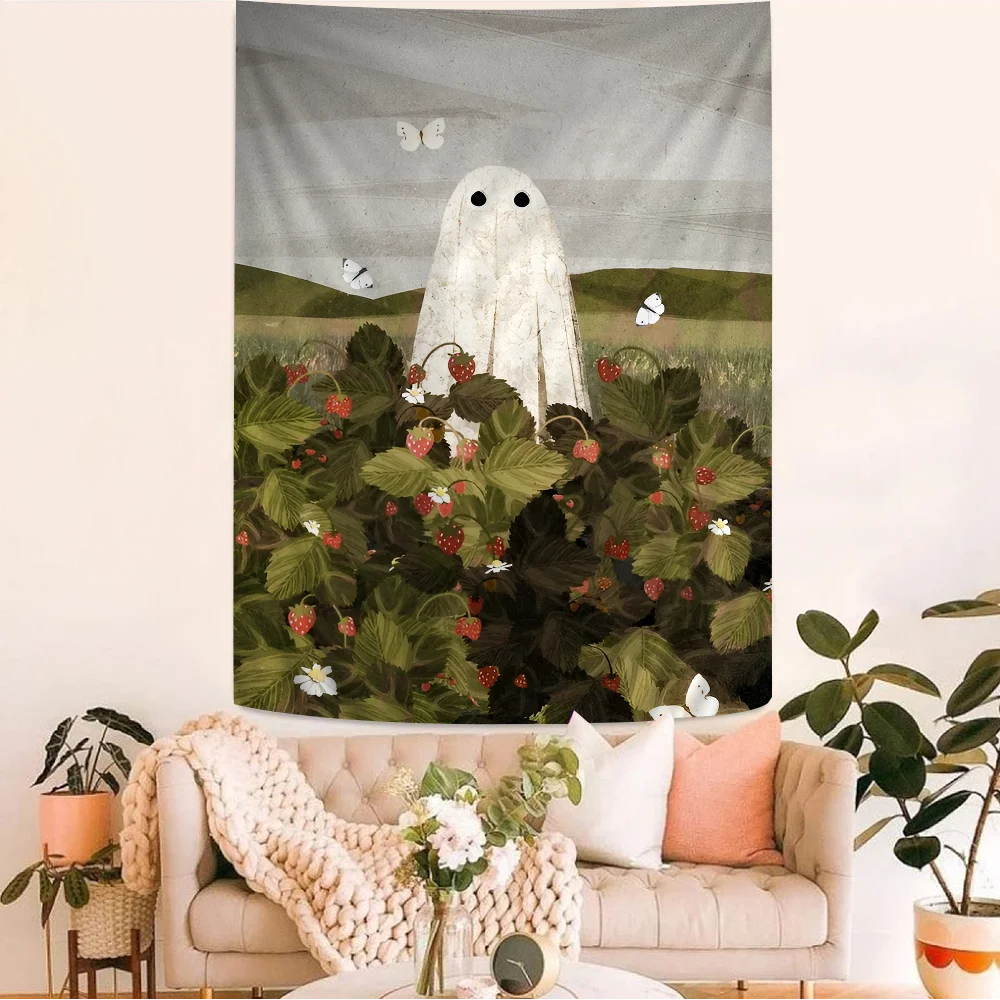 

Vintage Ghost Painting Cartoon Tapestry Home Decoration Hippie Bohemian Decoration Divination Home Decor