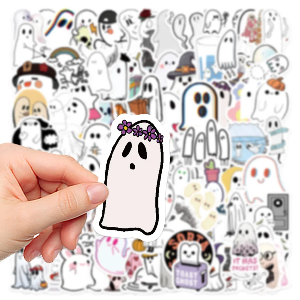 100pcs Halloween Ghost Cute Waterproof Graffiti Stickers for DIY Phone Guitar Laptop Suitcase Cup Cartoon Sticker Kids Toys