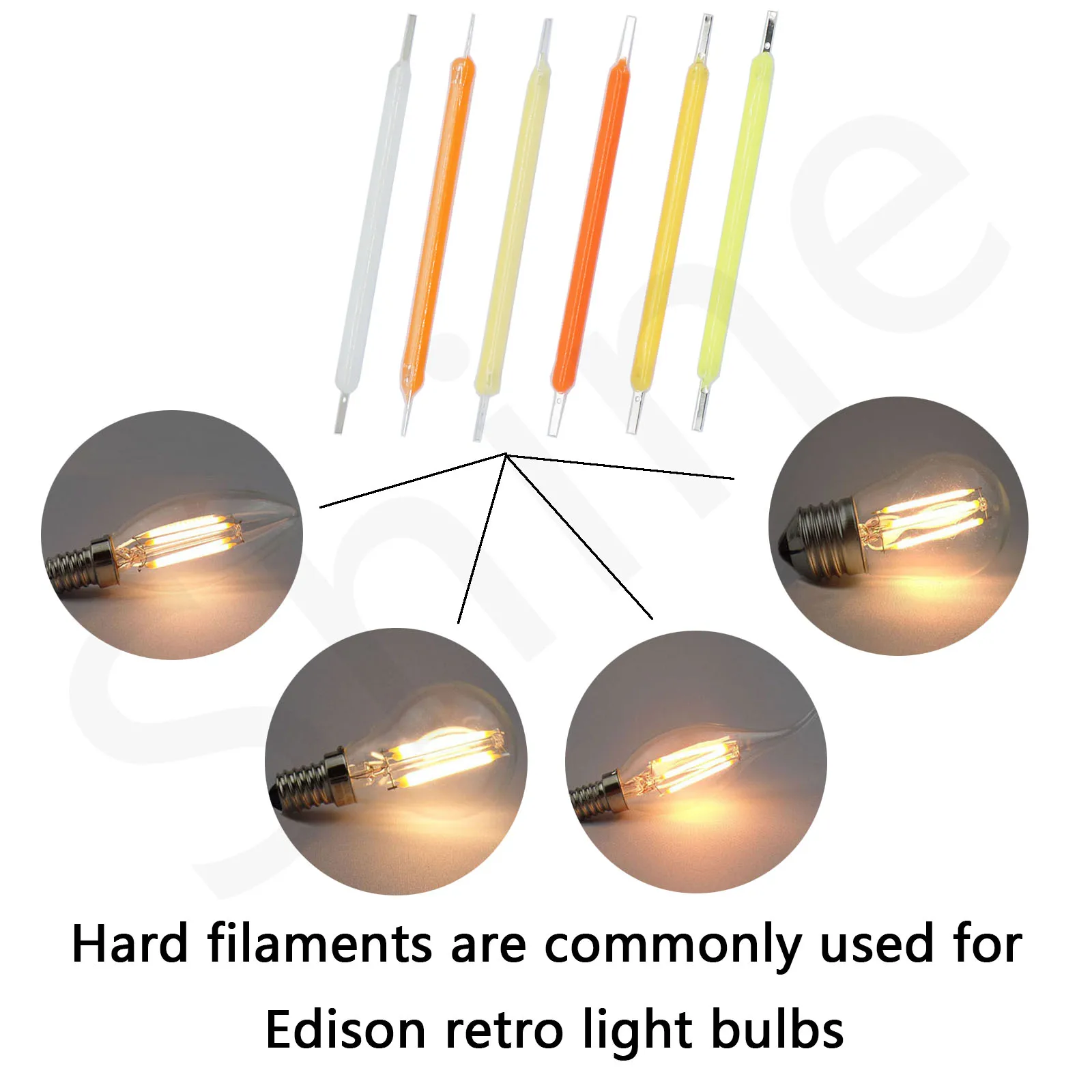 10pcs DC3V 12V 57V 38mm Edison Bulb LED Filament LED COB Chip LED Bead Lamp Part Incandescent Light Accessories Diodes Light DIY