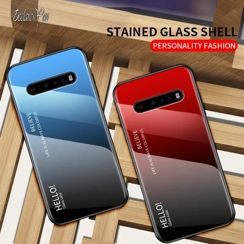 Cases For LG V60 Covers DECLAREYAO Light Slim Glass Hard Coque For LG V60 Phone Case Glass Silicone Soft Back Cover For LG V60