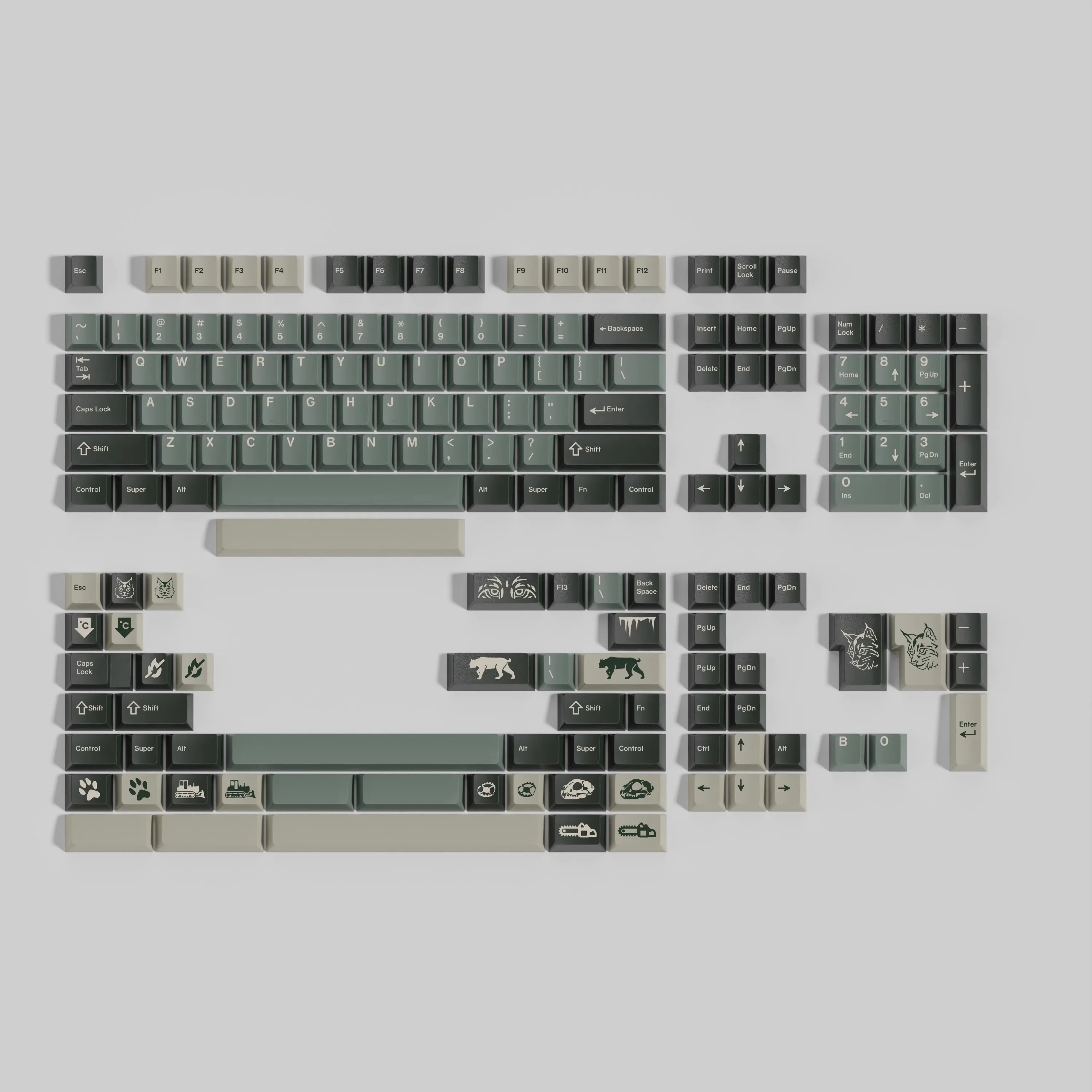 1 Set Silent Forest Keycaps PBT Dye Subbed Key Caps Cherry Profile Russian Keycap For MX Switch Keyboard Split Spacebar Double B