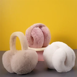 Paraorecchie pieghevoli in peluche da donna paraorecchie invernali caldi cuffie auricolari portatili Unisex cuffie antigelo di colore solido di moda all'aperto