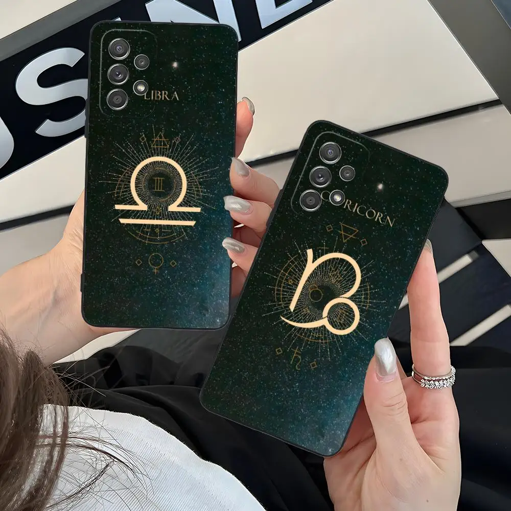 

Zodiac Signs Mobile Phone Case for Samsung Galaxy A73 72 71 70 56 55 54 53 52 36 35 34 23 16 15 5G Black Pretty Cover Luxury