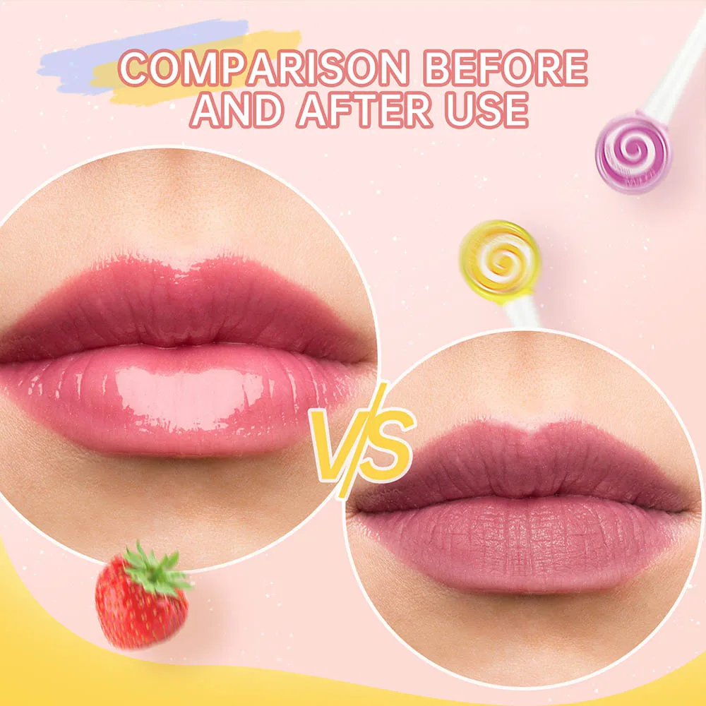 24pcs Lollipop Color Changing Lip Gloss Moisturizing Lip Gloss Girls Lip Oil Kawaii Lips Care in Bulk