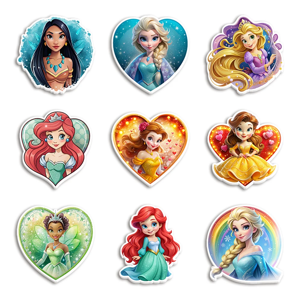 Princess Disney Impresso Planar, Costas planas, Transparente Acrílico Glitter, Acrílico para caixa de telefone, arcos, 10pcs por lote