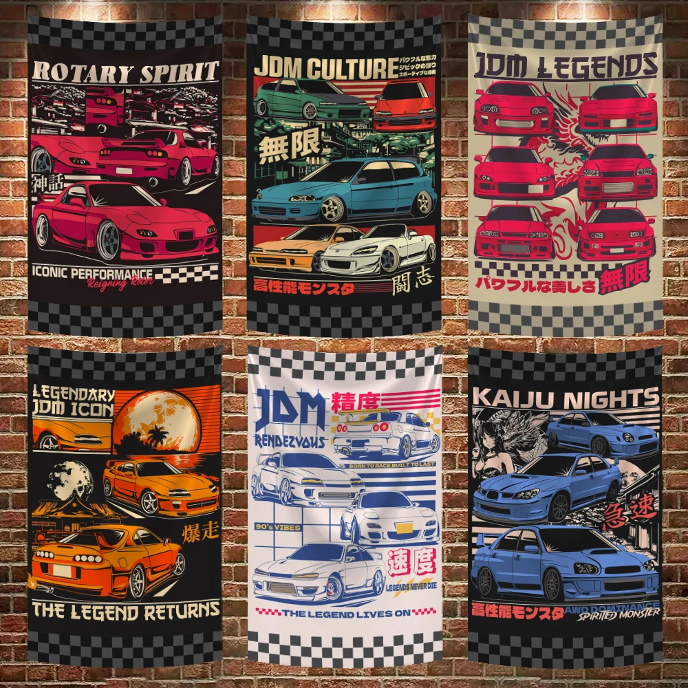 3x5 Ft JDM Car Racing Flag Vivid Color and Fade proof Flags Polyester with Bar Decoration Room Dormitory