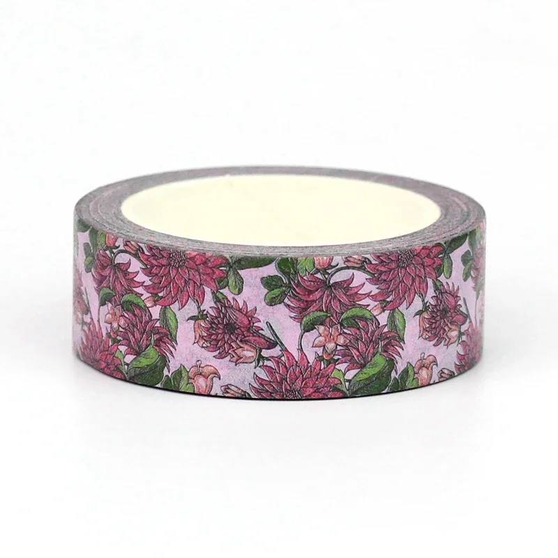 Fita decorativa de flores roxas Washi, fita adesiva, Scrapbooking, Journaling, papelaria bonito, novo, 1pc, 10m