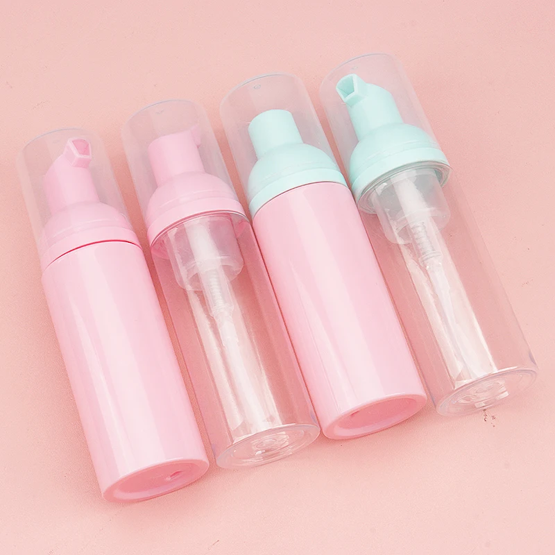 60ml Eyelash Extension Foaming Soap Bottle Empty Plastic Mousse Facial Cleanser Pump Bottle Refillable Lotion Shampoo Dispenser