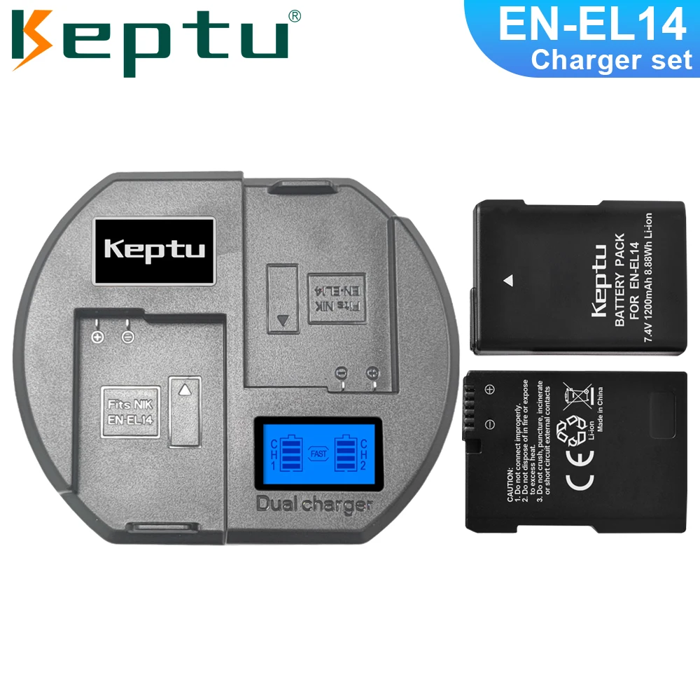 

KEPTU EN-EL14 Battery 1200mah EN EL14 For Nikon D3100 D3200 D3300 D3400 D3500 D5600 D5100 D5200 P7000 P7100 P7800