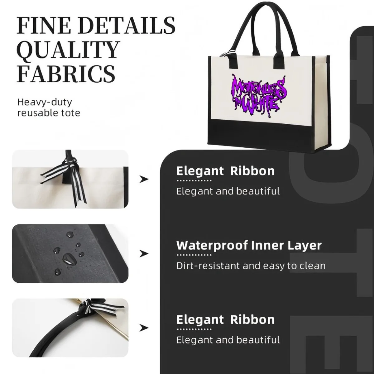 Motionl باللون الأبيض تي شيرت الجمجمة Miw 2026 وصول جديد موضة عملية واسعة قابلة لإعادة الاستخدام حمل حقيبة نمط طباعة 2 لهجة الثقيلة #5