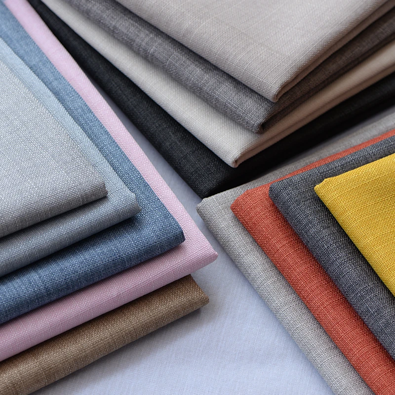 Plain Color Linen Sofa Fabric High-end Thickened Cotton Linen Fabric Non Slip Pillow Cushion Home Decoration Coarse Linen Fabric