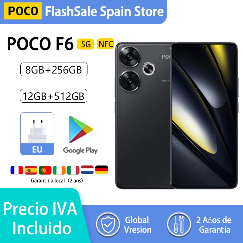 POCO F6 5G,handy,Smartphones,Snapdragon® 8s Gen 3,120Hz Flow AMOLED CrystalRes Display,90W Charging,50MP Camera System with OIS