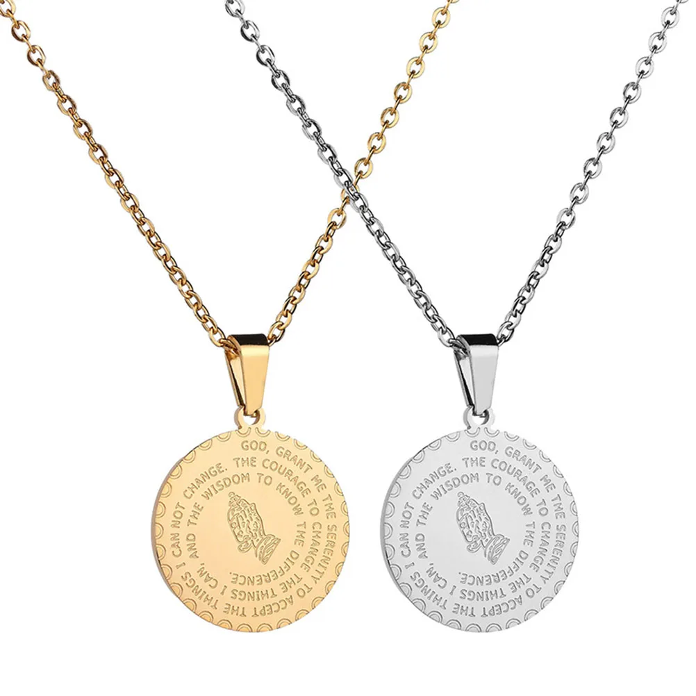 

Stainless Steel The Hand Of Prayer Necklace Gold Color Religion Prayer Necklace Jewelry Gift