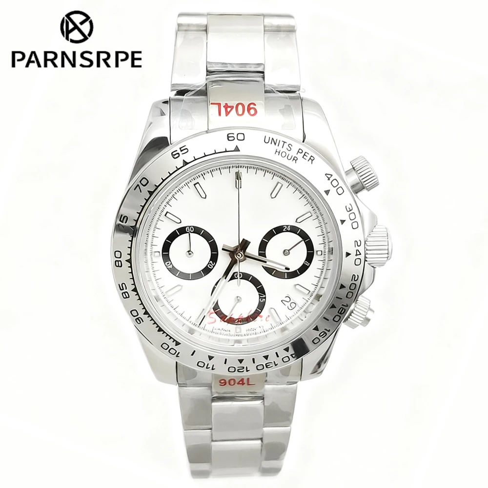 

PARNSRPE 39mm Multifunctional chronograph,Panda dial Luminous,Japan VK63 quartz watch,sapphire,Business style for man,waterproof