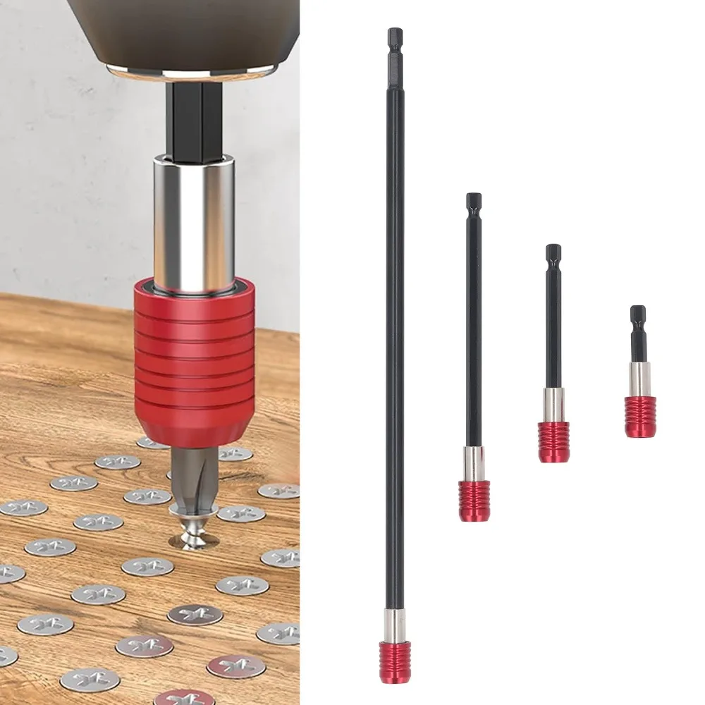 4pcs 1/4 Inch Hex Shank Drill Bit Extension Set Strong Magnetic Cr-V Drill Extension Bit Holder Quick Release