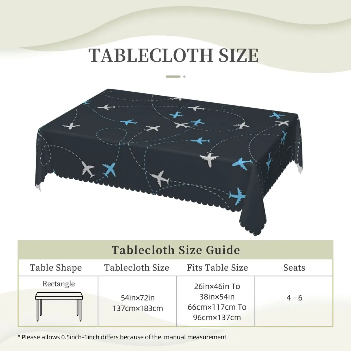 Airplane Flight Routes Captain Aviator Pilot Tablecloth Restaurant Kitchen Rectangular Tablecloth Festival Outdoor Table Cover